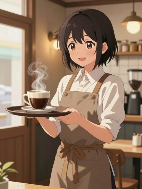 温馨咖啡馆女服务员