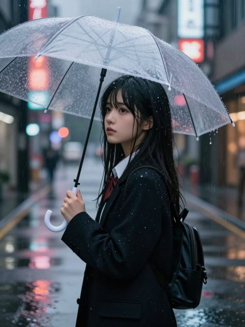 雨天伞下