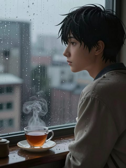 雨天的窗台倒影