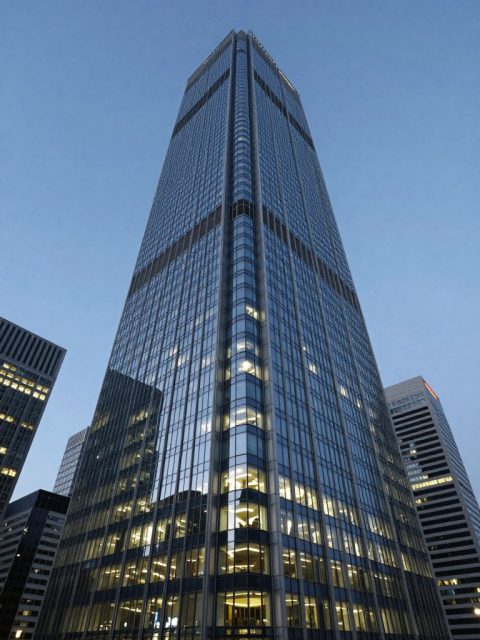 市中心摩天大楼蓝调时刻