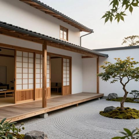 日本极简主义房屋花园