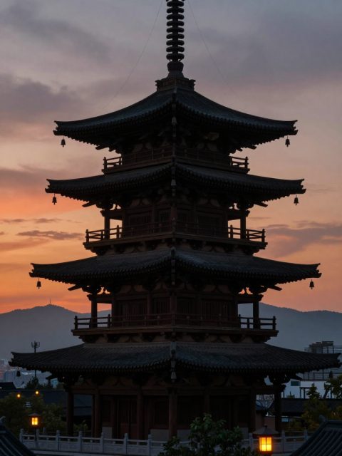 古代中式寶塔 黃昏