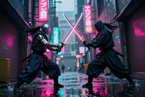 雨中的街头武士决斗