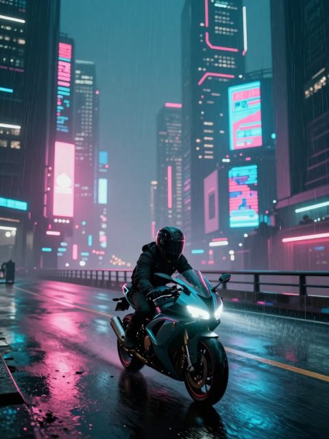 独行骑士 雨中高架桥