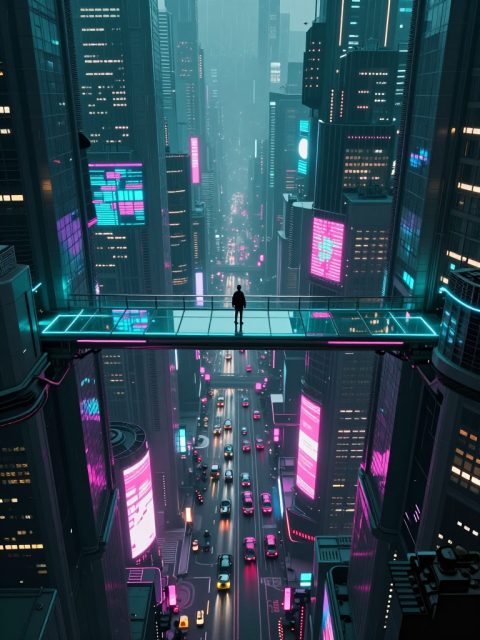 横跨垂直城市的天桥
