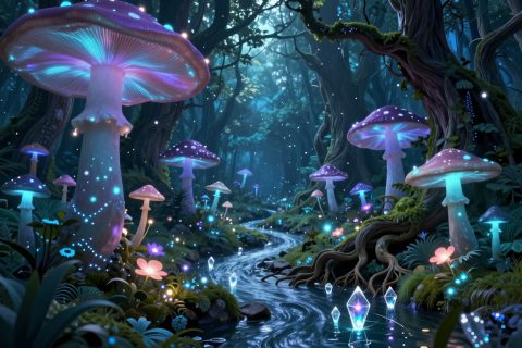 迷幻发光森林