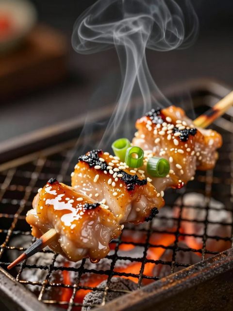 串烧烤鸡柳特写
