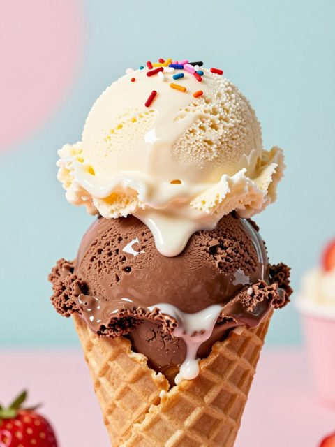 Macro de bolas de helado artesanal