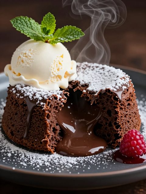 Macro de coulant de chocolate fundido
