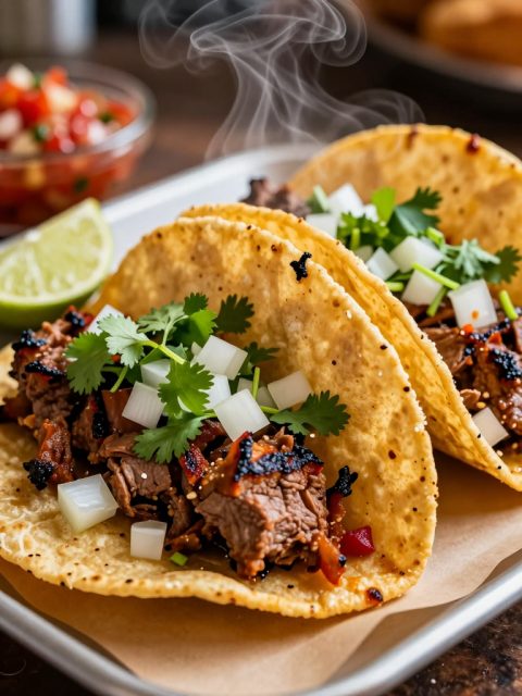 Primer plano de tacos callejeros