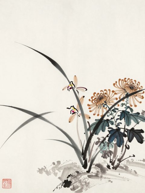 兰花与菊花墨迹册