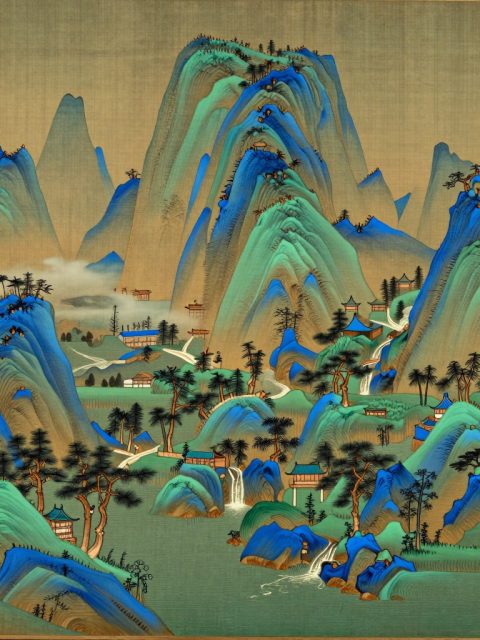 蓝绿山脉与河流