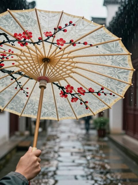 油纸伞在雨中