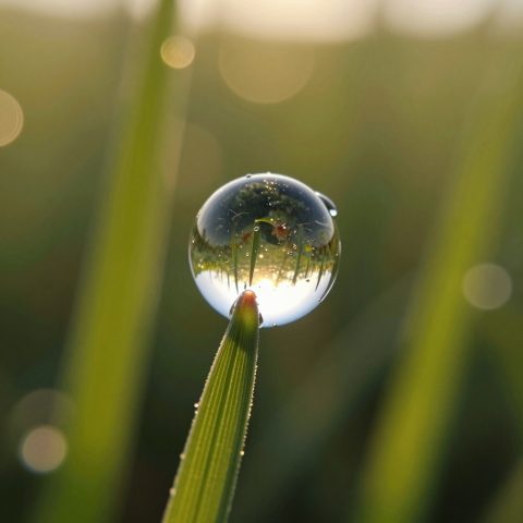 晨露在绿叶上
