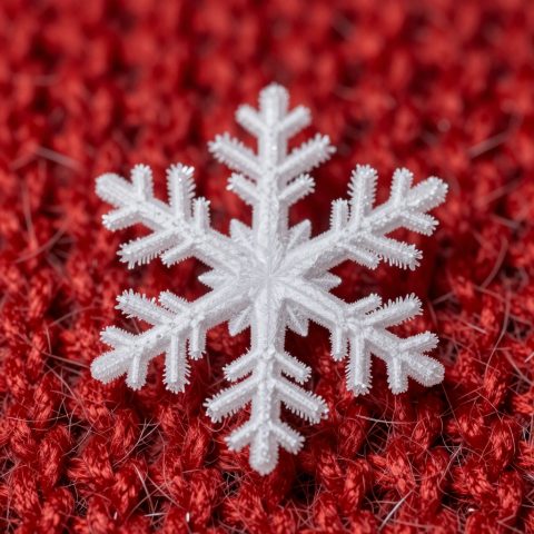 针织羊毛上的雪花