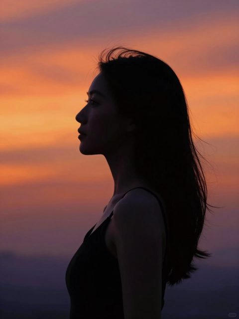 侧影剪影黄昏时分