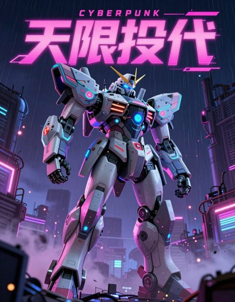 赛博朋克机甲海报 DALL·E 3