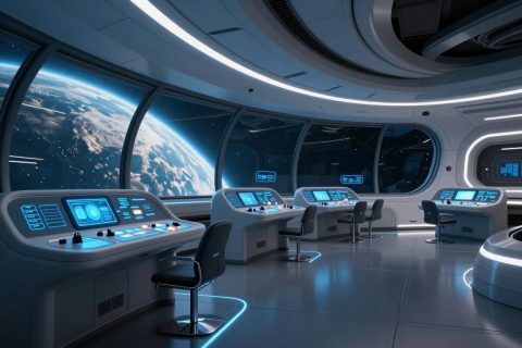 星际飞船桥舱内部