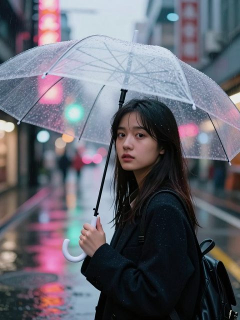 霓虹灯下的伞