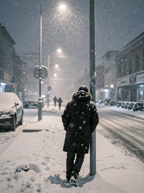 暴风雪中的人影