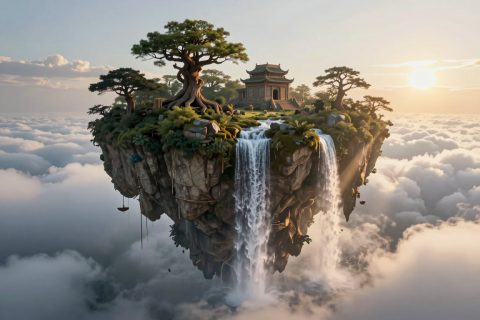 漂浮在云层之上的岛屿
