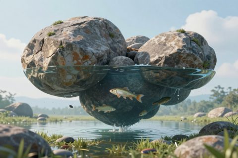 Levitating Stones and Floating Lake