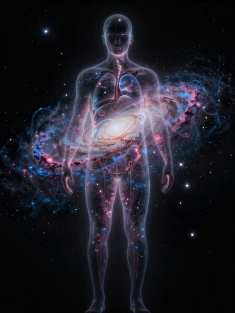 Galaxy Inside a Human Silhouette