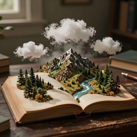 World Emerging from an Open Book