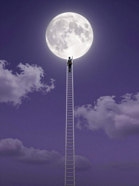 Climbing a Ladder to the Giant Moon