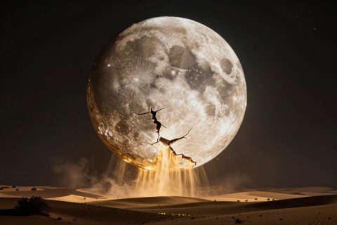 Giant Moon Cracking Open